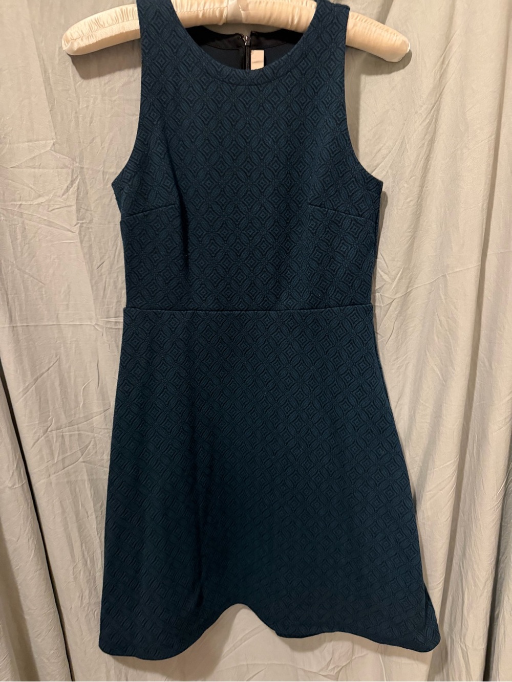 LOFT Teal Textured Sleeveless A-Line Dress